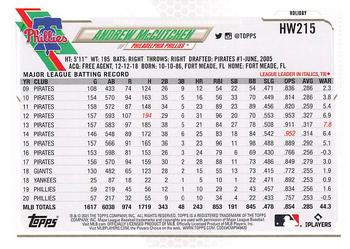 2021 Topps Holiday #HW215 Andrew McCutchen Back