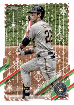 2021 Topps Holiday #HW61 Christian Yelich Front