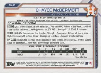 2021 Bowman Draft 1st Edition #BD-13 Chayce McDermott Back