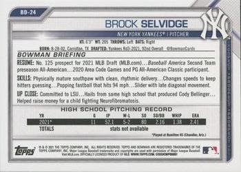 2021 Bowman Draft 1st Edition #BD-24 Brock Selvidge Back