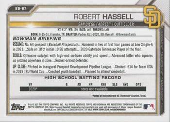 2021 Bowman Draft 1st Edition #BD-67 Robert Hassell Back