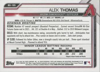 2021 Bowman Draft 1st Edition #BD-105 Alek Thomas Back