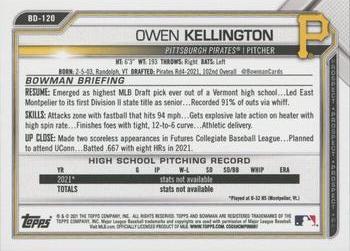 2021 Bowman Draft 1st Edition #BD-120 Owen Kellington Back