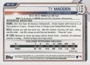 2021 Bowman Draft 1st Edition #BD-152 Ty Madden Back