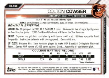 2021 Bowman Draft 1st Edition #BD-166 Colton Cowser Back