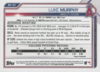 2021 Bowman Draft 1st Edition #BD-167 Luke Murphy Back