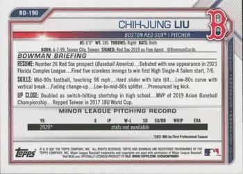 2021 Bowman Draft 1st Edition #BD-190 Chih-Jung Liu Back