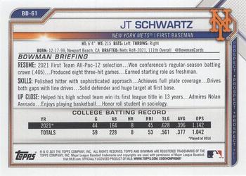 2021 Bowman Draft 1st Edition - Yellow Foil #BD-61 JT Schwartz Back