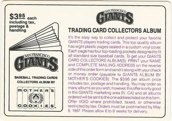 1986 Mother's Cookies San Francisco Giants - Offers #NNO Collector's Album Front