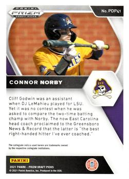 2021 Panini Prizm Draft Picks #PDP41 Connor Norby Back