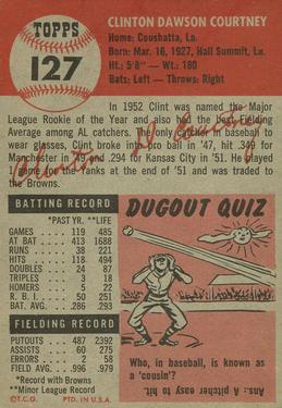 1953 Topps #127 Clint Courtney Back