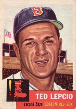 1953 Topps #18 Ted Lepcio Front