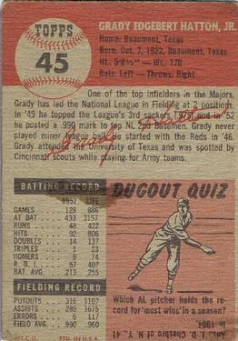 1953 Topps #45 Grady Hatton Back
