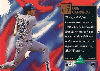 1993 Studio - Superstars on Canvas #2 Jose Canseco Back