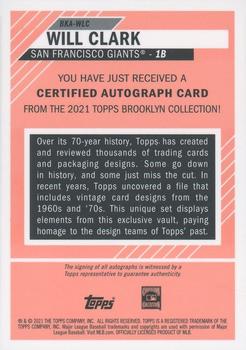 2021 Topps Brooklyn Collection - Autographs Orange #BKA-WLC Will Clark Back