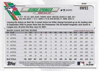 2021 Topps Holiday - Metallic Holiday #HW93 George Springer Back