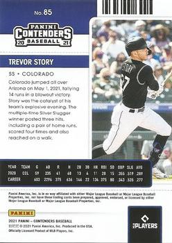 2021 Panini Contenders - Draft Blue #85 Trevor Story Back