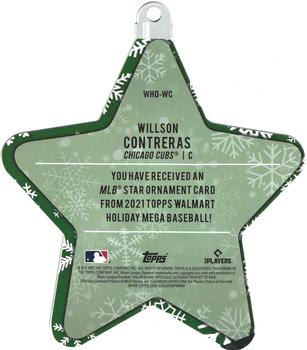 2021 Topps Holiday - MLB Die Cut Star Ornaments #WHO-WC Willson Contreras Back