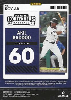 2021 Panini Contenders - Rookie of the Year Contenders #ROY-AB Akil Baddoo Back