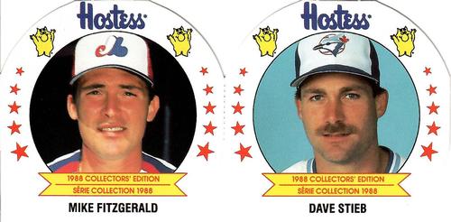 1988 Hostess Potato Chips Discs - Pairs #6 / 17 Mike Fitzgerald / Dave Stieb Front