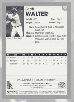 2002 Choice Wilmington Blue Rocks Early Edition Starting Lineup #02 Scott Walter Back