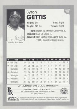 2002 Choice Wilmington Blue Rocks Early Edition Starting Lineup #09 Byron Gettis Back