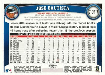 2011 Topps - 60th Anniversary All-Star FanFest #7 Jose Bautista Back