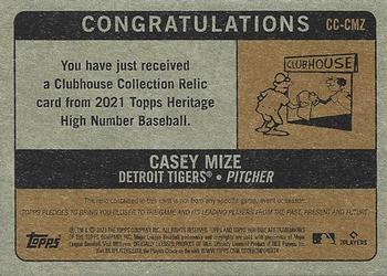 2021 Topps Heritage - Clubhouse Collection Relics High Number #CC-CMZ Casey Mize Back