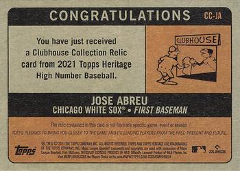 2021 Topps Heritage - Clubhouse Collection Relics High Number #CC-JA Jose Abreu Back