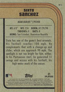 2021 Topps Heritage - Rookie Performers #RP-3 Sixto Sanchez Back