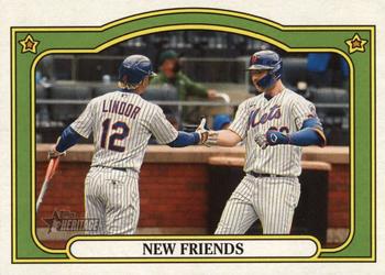 2021 Topps Heritage - Combo Cards #CC-2 Pete Alonso / Francisco Lindor Front