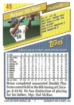1993 Topps #49 Brian McRae Back
