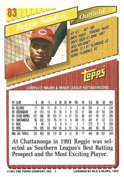 1993 Topps #83 Reggie Sanders Back