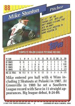 1993 Topps #88 Mike Stanton Back