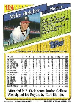 1993 Topps #104 Mike Butcher Back
