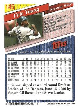 1993 Topps #145 Eric Young Back