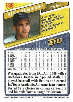 1993 Topps #186 Mike Magnante Back