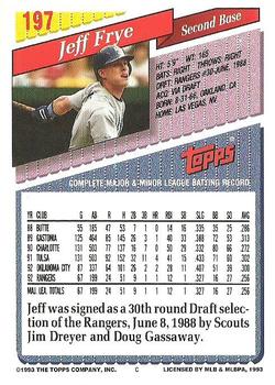 1993 Topps #197 Jeff Frye Back