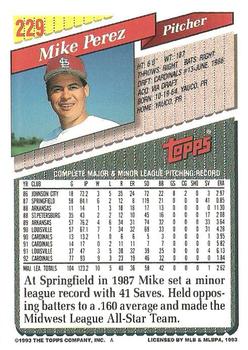 1993 Topps #229 Mike Perez Back