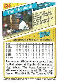 1993 Topps #234 Tim McIntosh Back