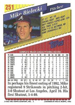 1993 Topps #251 Mike Bielecki Back