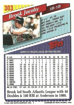 1993 Topps #303 Brook Jacoby Back