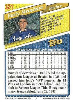 1993 Topps #321 Rusty Meacham Back