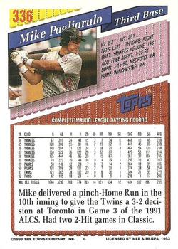 1993 Topps #336 Mike Pagliarulo Back