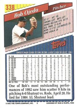 1993 Topps #338 Bob Ojeda Back