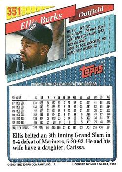 1993 Topps #351 Ellis Burks Back