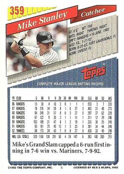 1993 Topps #359 Mike Stanley Back