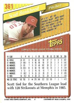1993 Topps #361 Scott Bankhead Back