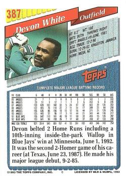 1993 Topps #387 Devon White Back