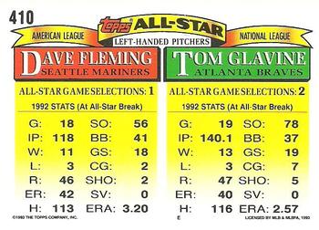 1993 Topps #410 Tom Glavine / Dave Fleming Back